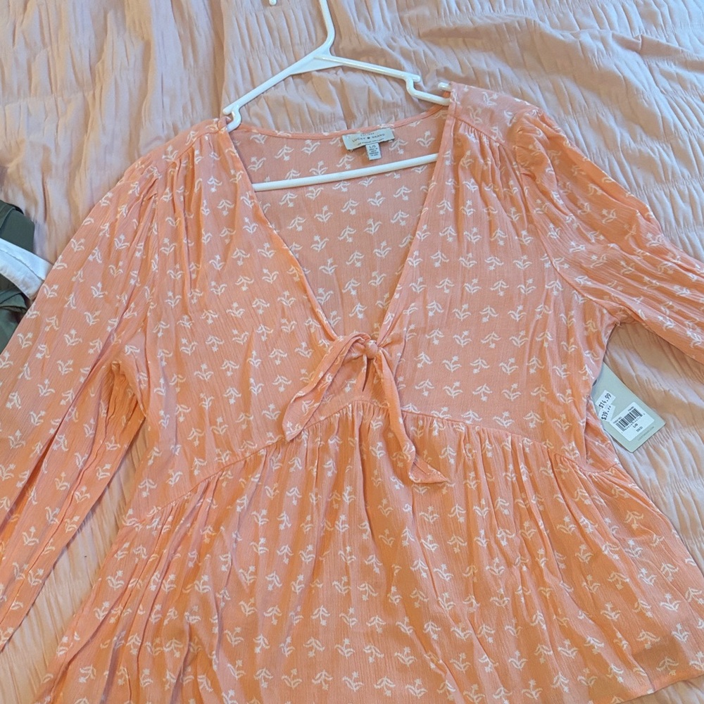 Lucky Brand Peach Floral Blouse